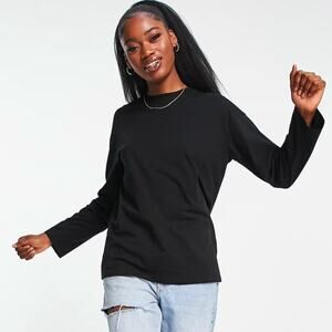 Monki Black Long Sleeve Shirt Large